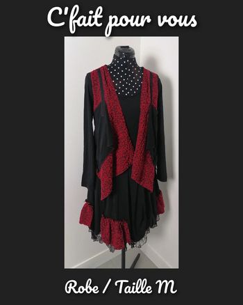 Robe et veste asymétrique 2 en 1 noir rouge Taille M C'fait pour vous