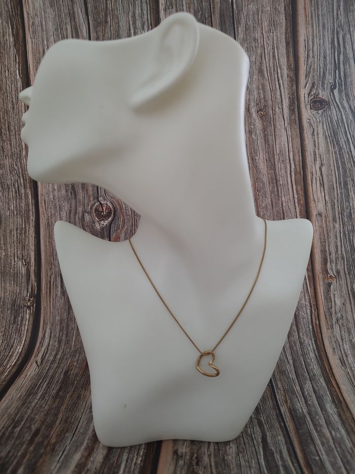 Collier cœur doré en acier inoxydable – Neuf