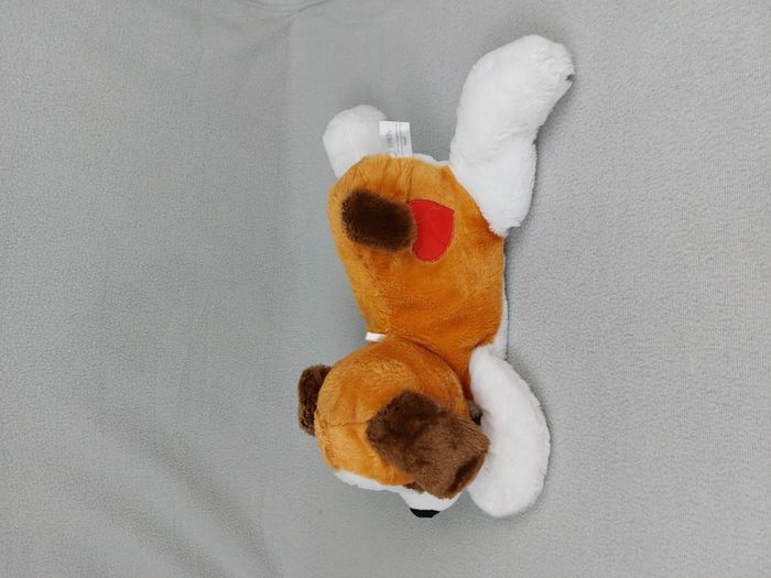Peluche doudou chien SANDY blanc roux marron coeur rouge 37 cm TBE - photo numéro 4