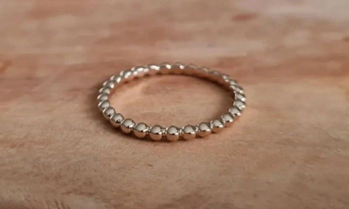 Bague alliance fine boules perles plaqué or taille 54 - photo numéro 2