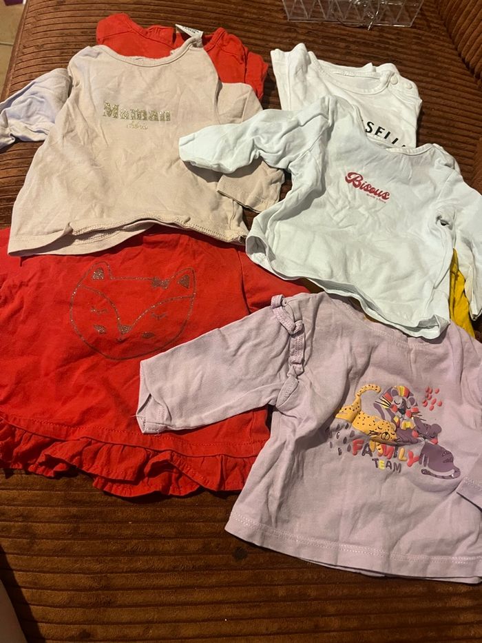 Tee shirts manches longues 3 mois bébé fille DPAM - photo numéro 3