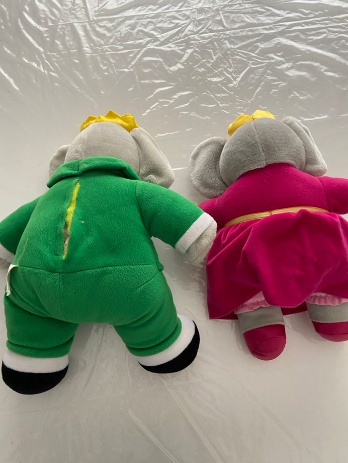 Lot de 2 Grandes Peluches BABAR et CÉLESTE – Le Couple Royal - photo numéro 4