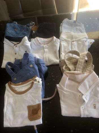 Ensembles bermudas polos bleu,blanc, marron lot de 5