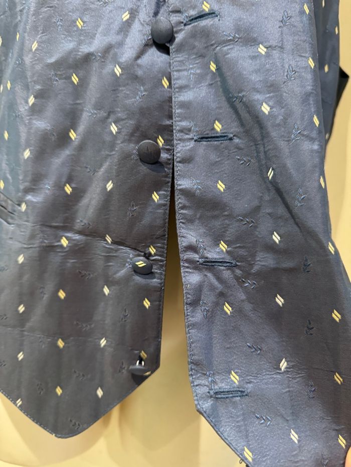 Spencer gilet de costume,, soie taille S bleu, blanc - photo numéro 9