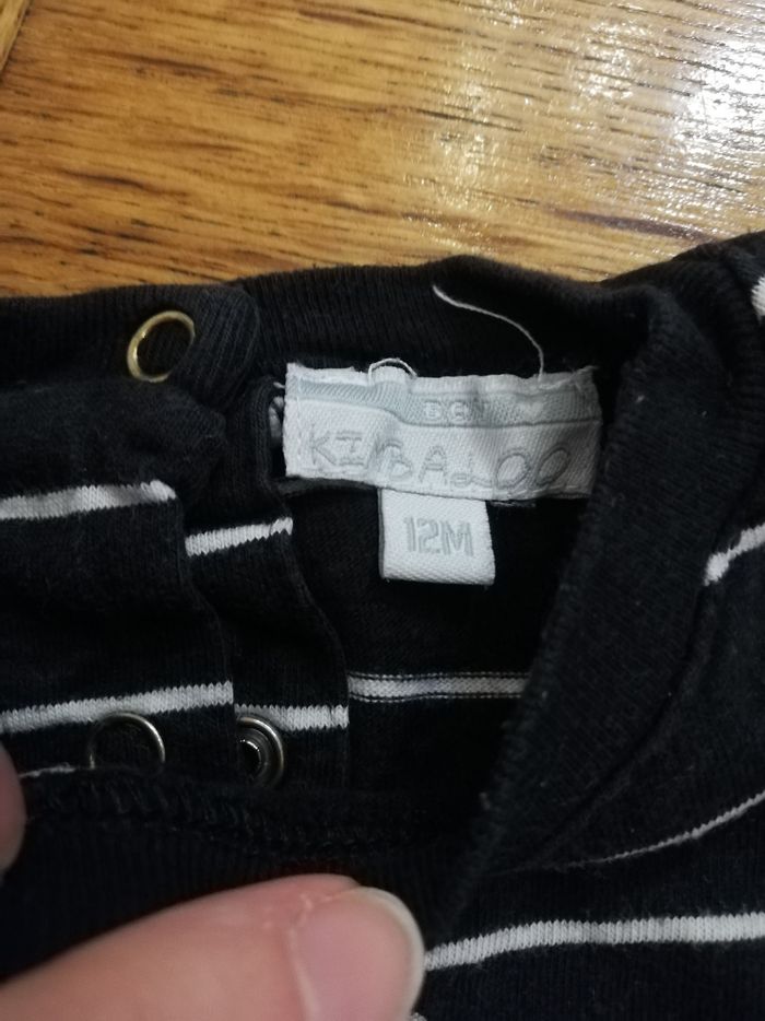 Tee shirt manche courte garcon 12 mois noir rayures - photo numéro 2