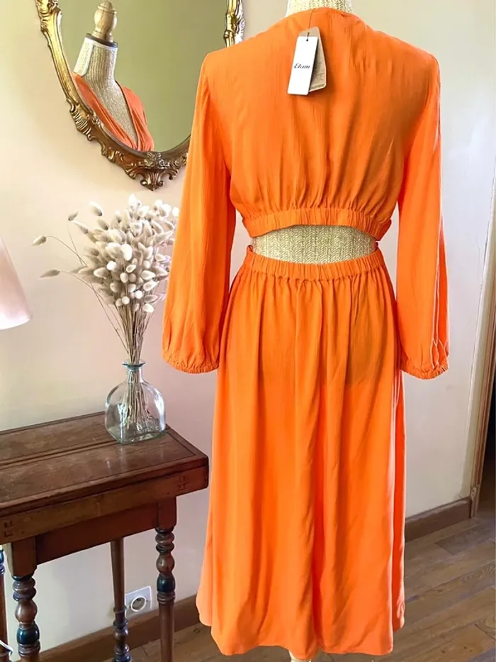 Robe Eclatante en Orange - Etam - Taille M neuf avec étiquette - photo numéro 6