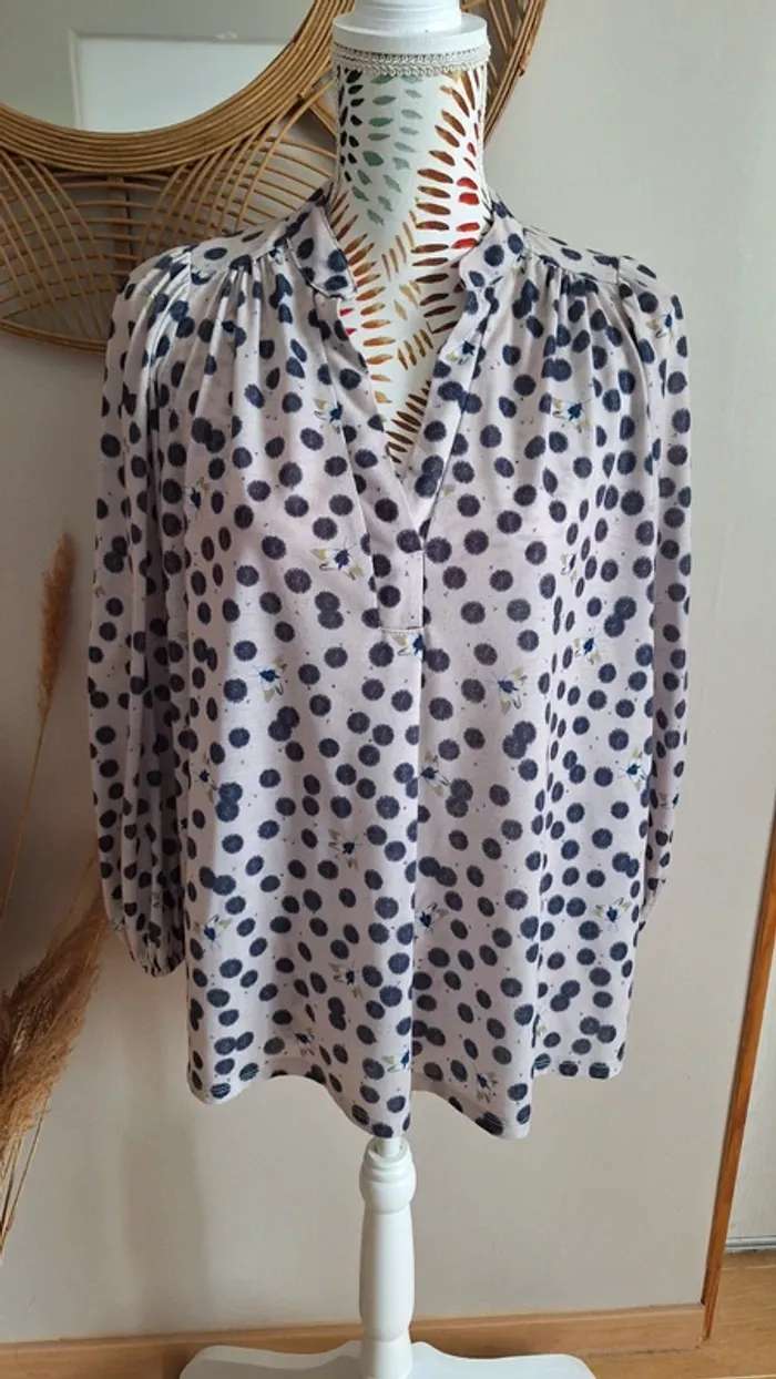 Blouse beige manches bouffantes 3/4 h&m 36/S