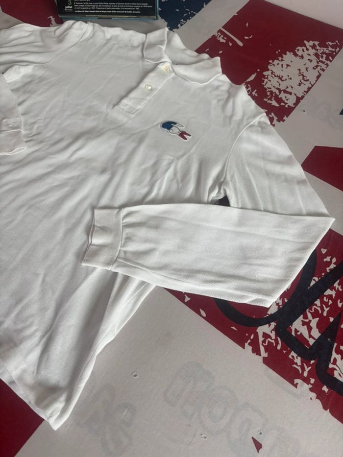 Polo manches longues Lacoste, taille S. Crocodile, bleu, blanc rouge - photo numéro 4