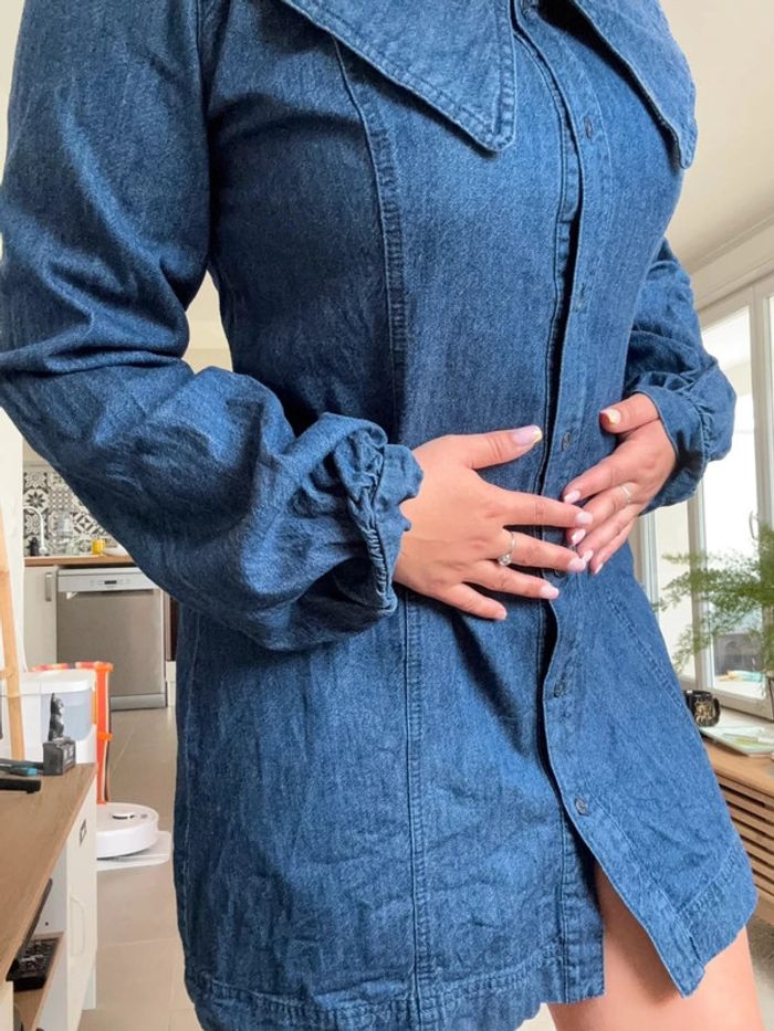 Robe courte en jean baby doll Zara taille XL - photo numéro 2
