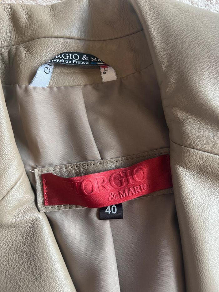 Veste cuir taupe Giorgio & Mario taille 40 - photo numéro 4