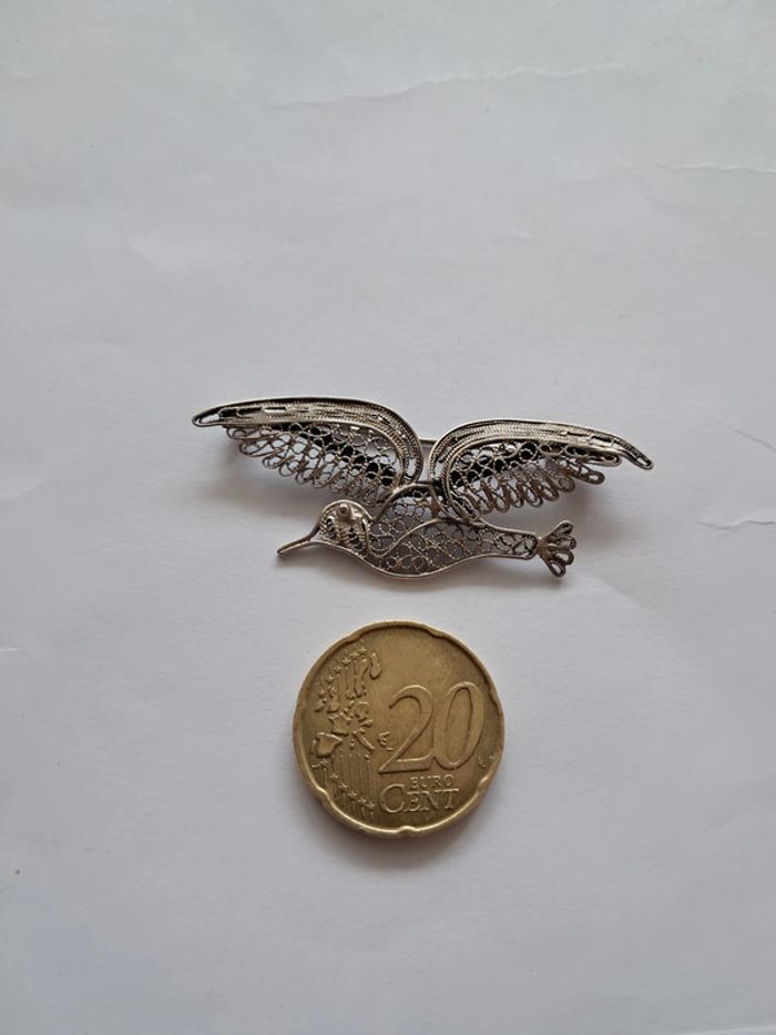 Broche vintage filigrane mouette en argent - photo numéro 8