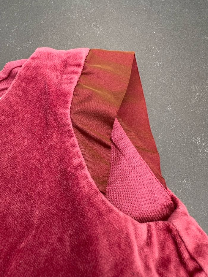 Robe manches courtes velours ras bordeaux - photo numéro 2