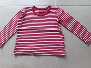 T-shirt ML rayé rouge fille 4 ans LOGG TBE