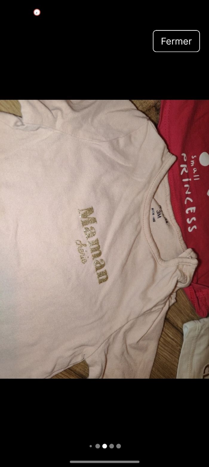 Lot 4 t-shirts manches longues maman papa princesse lion paillettes - photo numéro 5