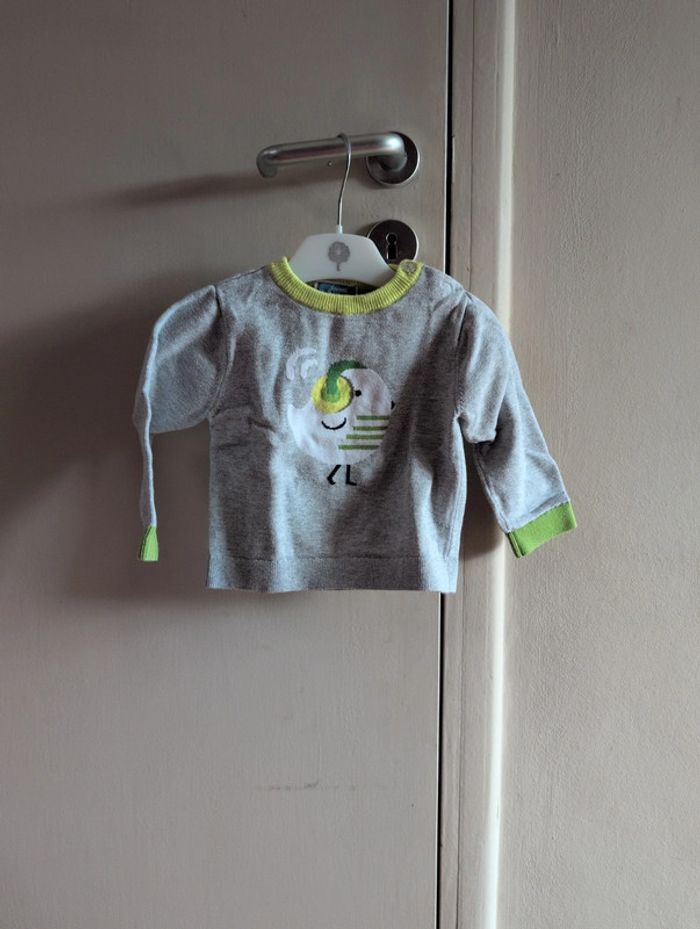 Pull bébé garçon intarsia oiseau - gris chine clair jacadi - photo numéro 3