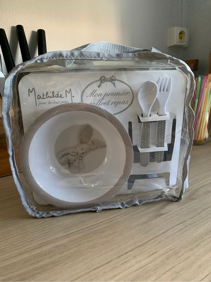 Coffret repas bébé mixte Mathilde M Lapin