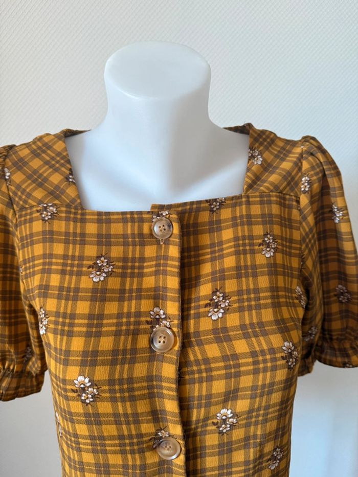 Blouse moutarde à carreaux en très bon état taille S mixxo - photo numéro 3