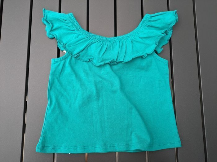 Haut T shirt été à volant vert fille 3 ans - photo numéro 3