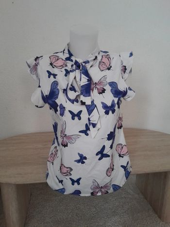 Blouse manches courtes 💫 col à noué 💫Shein💫Taille 38