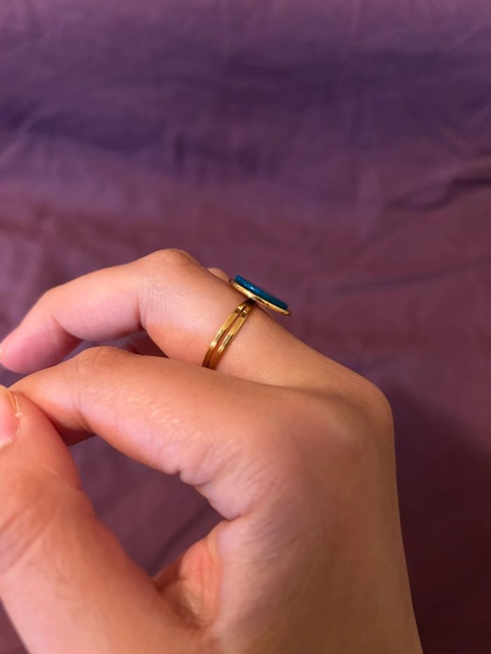 Bague rond bleu • Taille ajustable - photo numéro 3