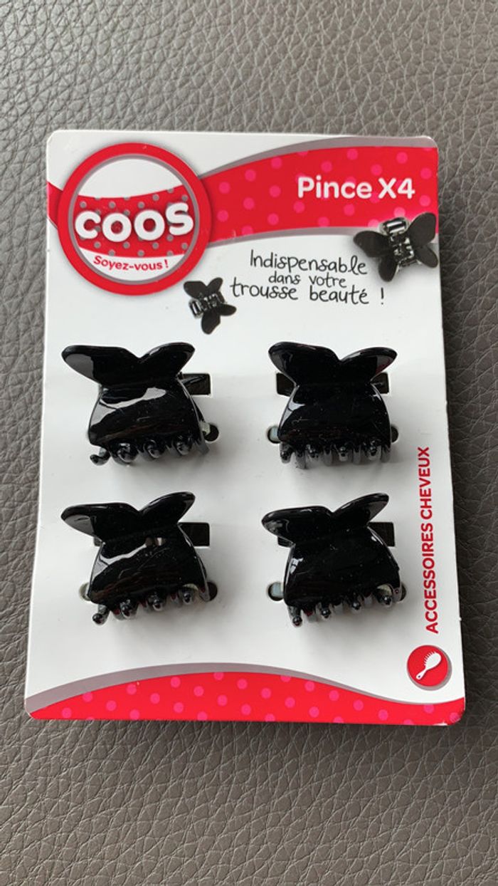 4 pinces noires cheveux
