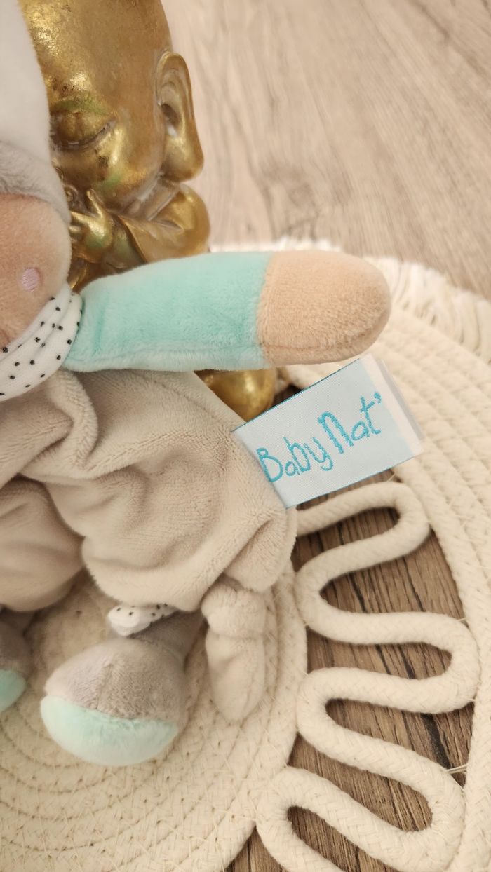 Doudou Lange Ours Baby Nat Turquoise Blanc - photo numéro 4