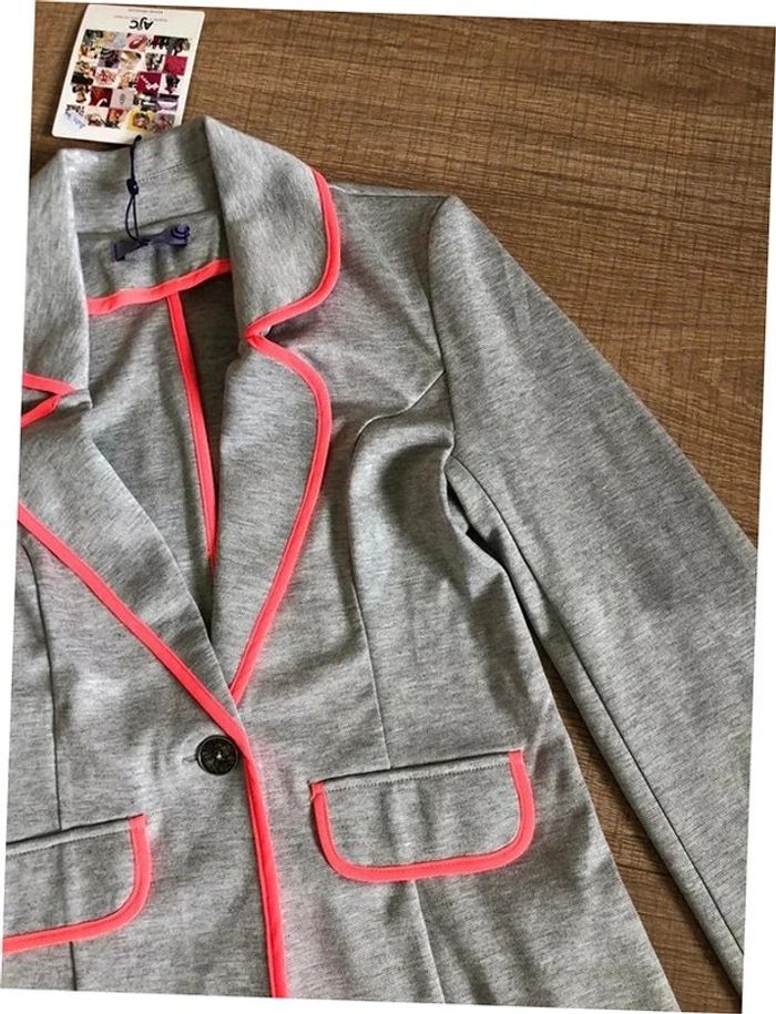 Blazer gris et rose fluo neuf AJC taille 36 - photo numéro 18