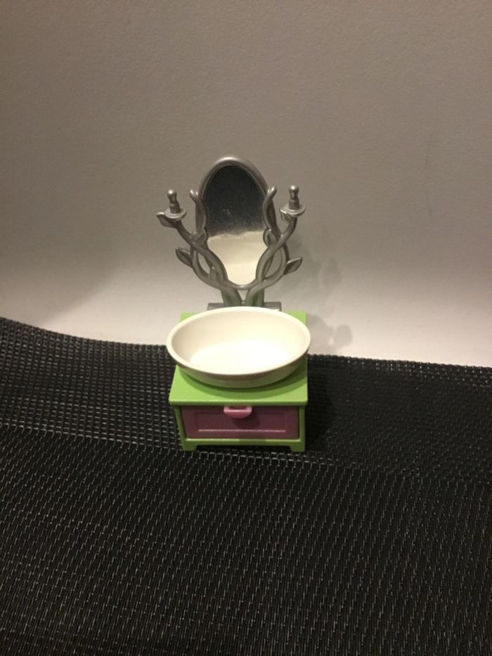 Playmobil meuble vasque lavabo vert et violet avec miroir 5307 pièces détachées salle de bain maison