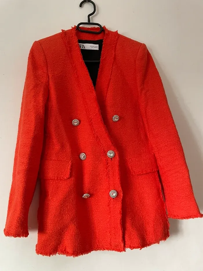 Ensemble tailleur Zara tweed veste blazer + jupe en taille S - photo numéro 15