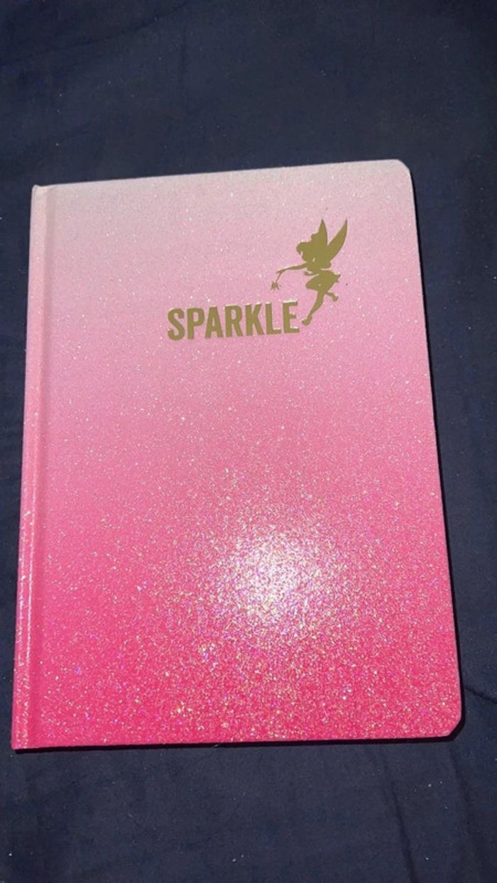 Cahier carnet clochette disney rose paillette - photo numéro 1