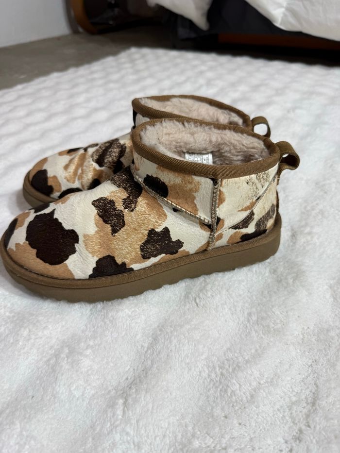 Bottines fourrées motif vache beige/marron - photo numéro 3