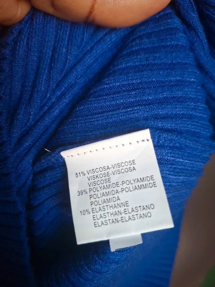 Pull côtelé bleu vif col V Sensations TU - photo numéro 5