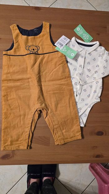 (Neufs non portés) 🏷🥰💙 ensemble salopette et bodie ml 6 mois Garçon 💙🥰