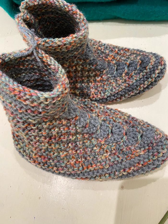 Chaussons, laine, tricoté, 35 - photo numéro 2