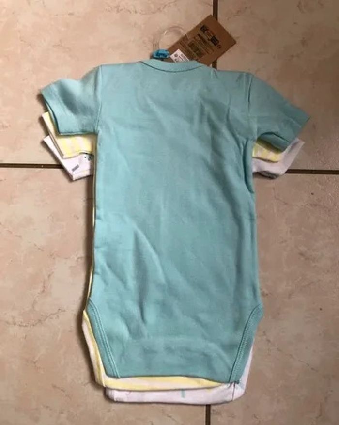 Lot de 3 Bodies manches courtes Sincere coton bio taille 6 mois neufs ds emballage - photo numéro 2