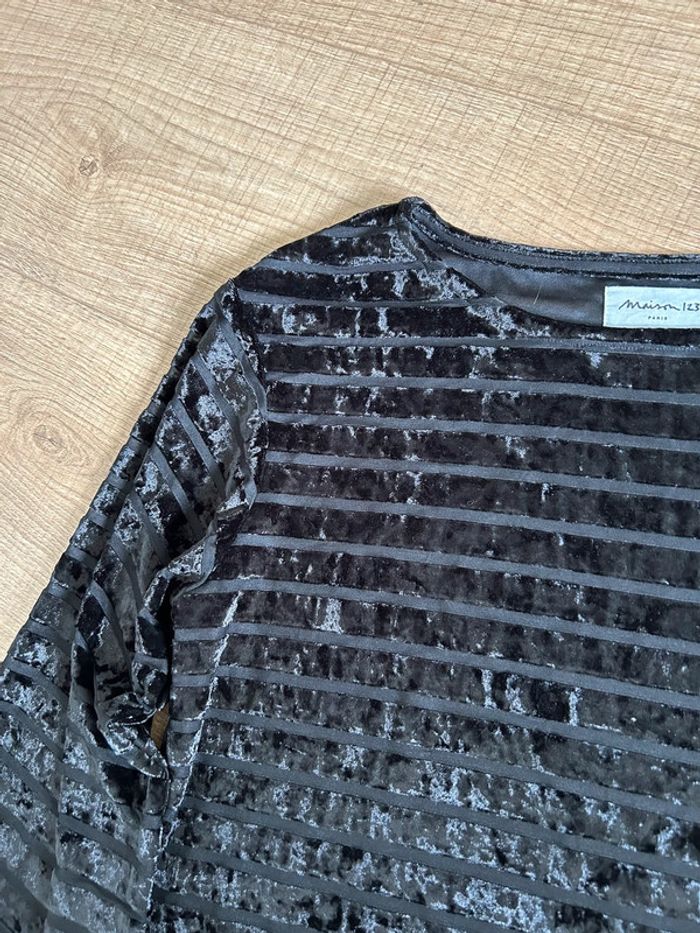 Haut noir en velours à manches longues 123 taille S jamais porté - photo numéro 13