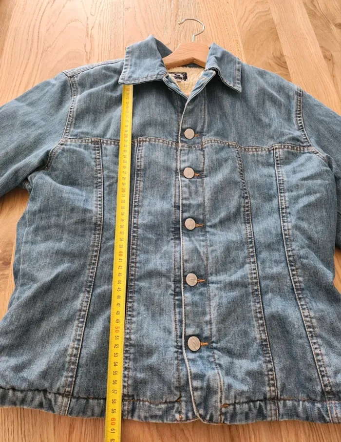 veste en jean fournée chaude blouson en jean bleu STK taille 38 excellent état - photo numéro 6