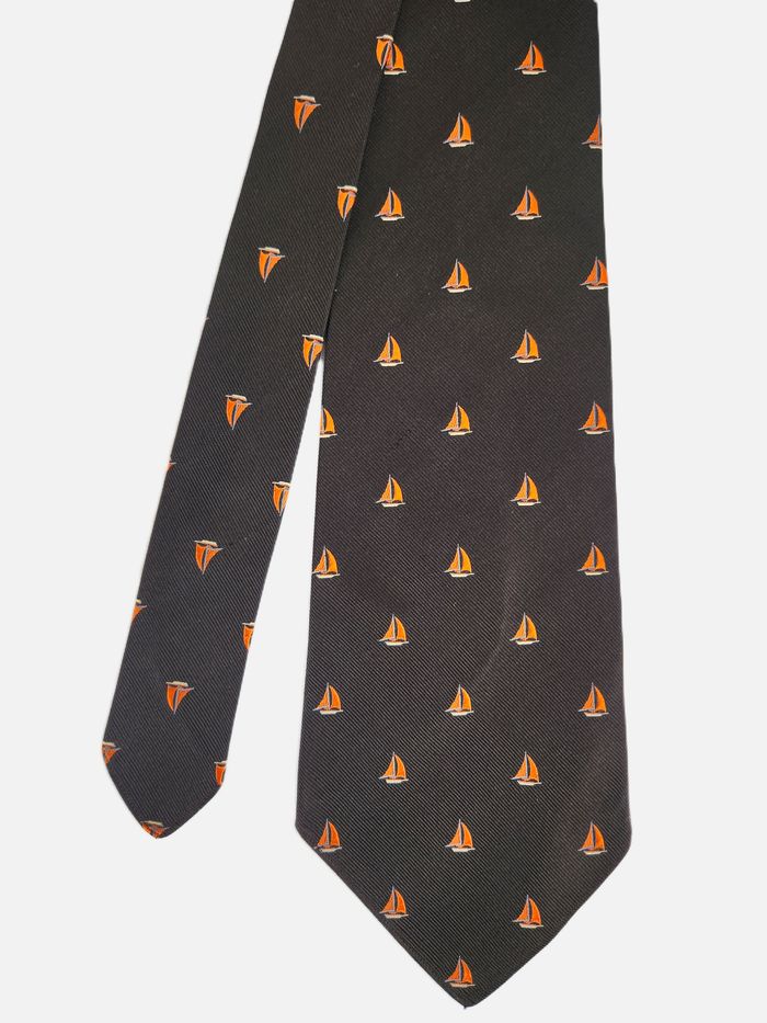 Cravate Edsor Kronen Vintage - 100% Soie - Motif Bateaux