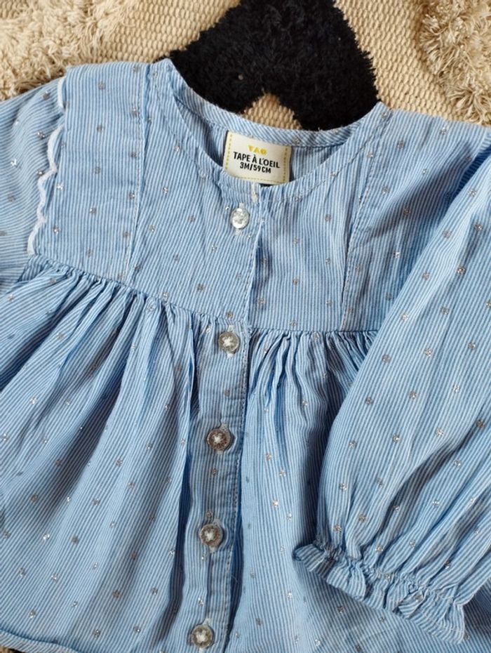 Blouse bleu et argenté - photo numéro 2