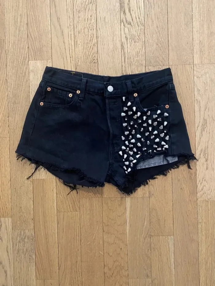 Short en jean noir avec clous The Ragged Priest X Levi´s - photo numéro 2
