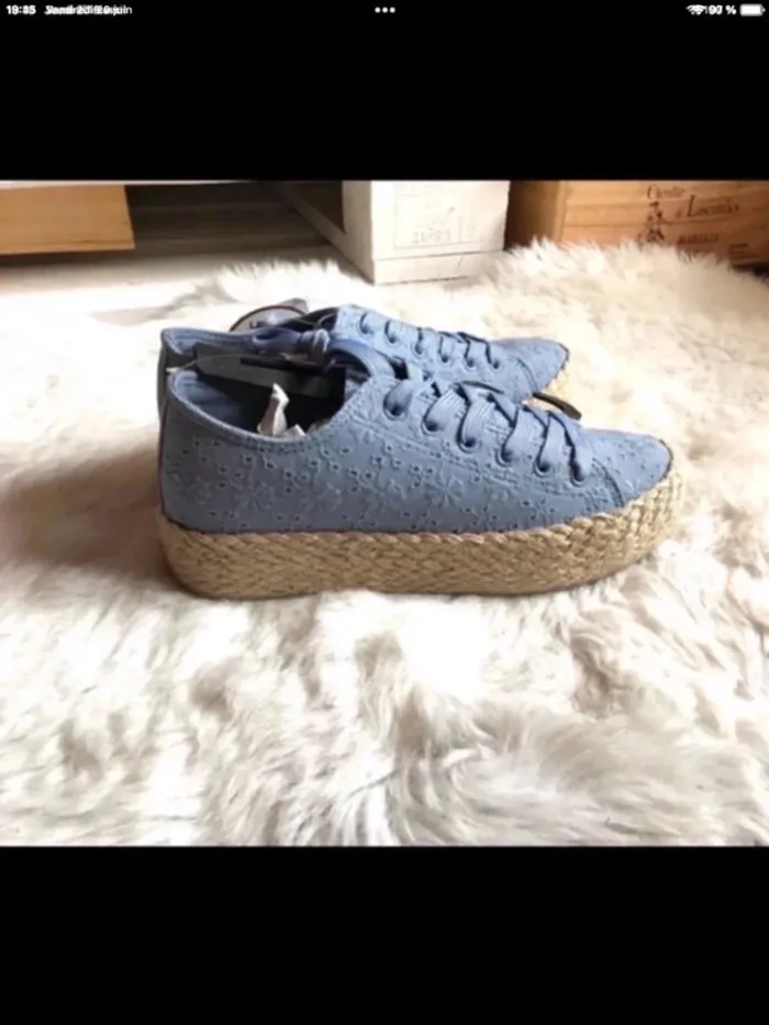 Baskets bleues en toile et en jute taille 40 neuve avec étiquette - photo numéro 2