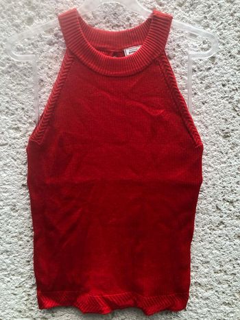 Top maille côtelée rouge S