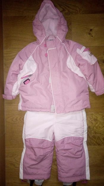 Ensemble anorak salopette de ski rose