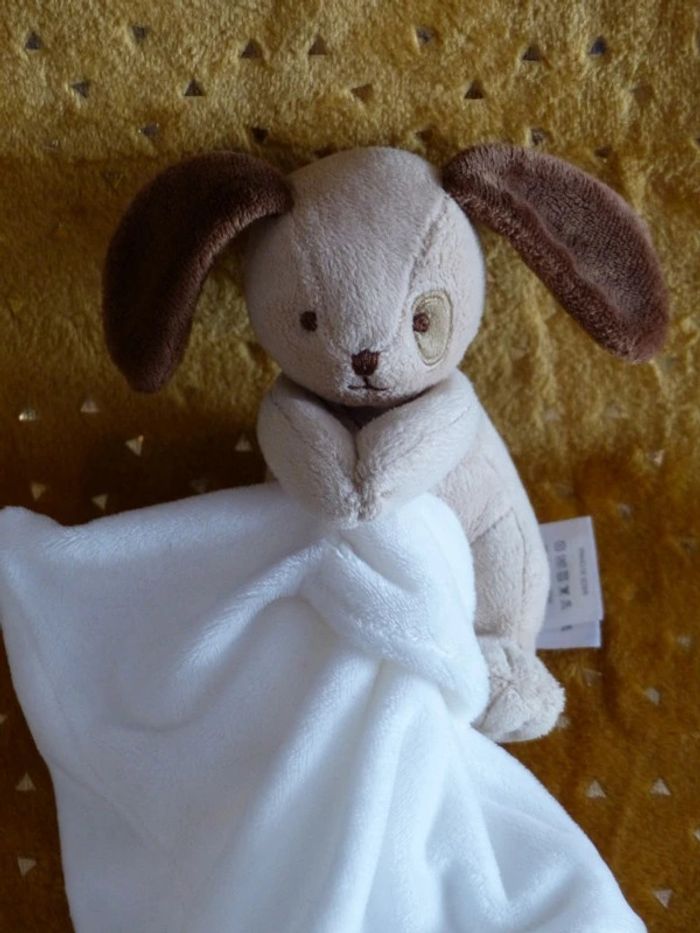 Doudou chien Jacadi, marron blanc mouchoir, tbe - photo numéro 2