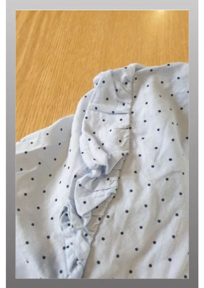 Chemisier femme H&M T38 bleu ciel à pois bleu marine - photo numéro 5