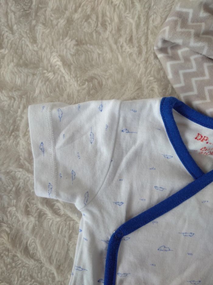 Lot de 2 bodies croisés manches courtes Mixte 6 mois souris Dpam 100% coton - photo numéro 4