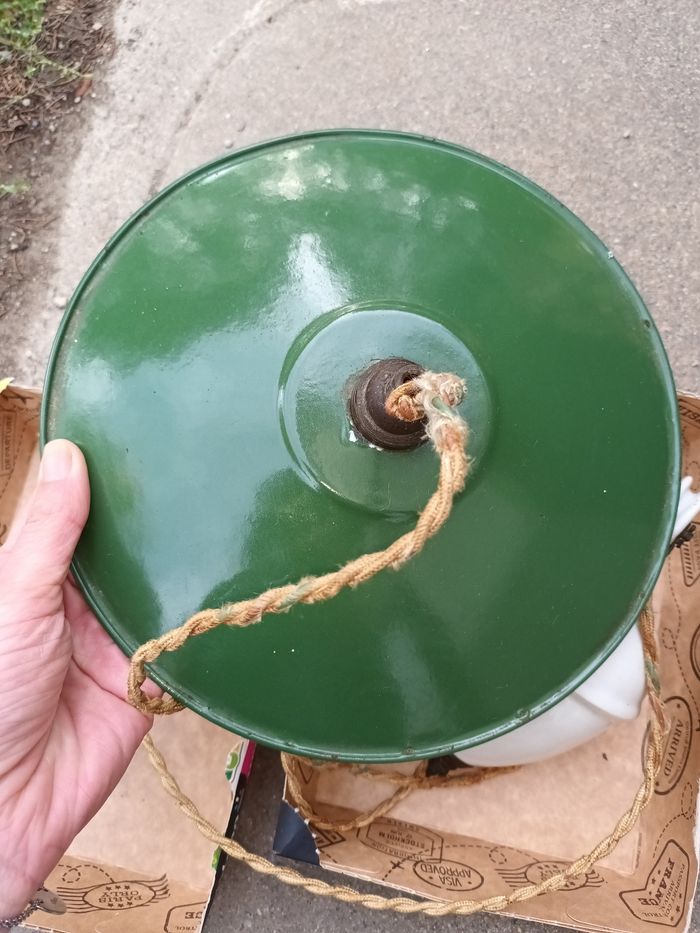 Suspension lustre porcelaine avec contrepoids ancien vintage - photo numéro 4