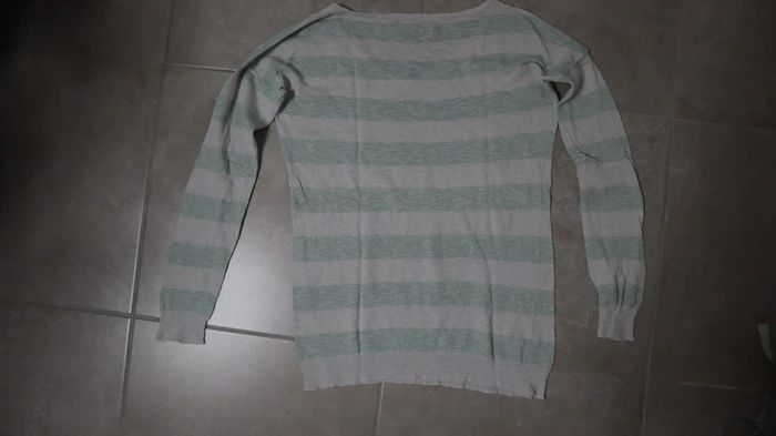 Pull à rayures blanc et vert - photo numéro 4