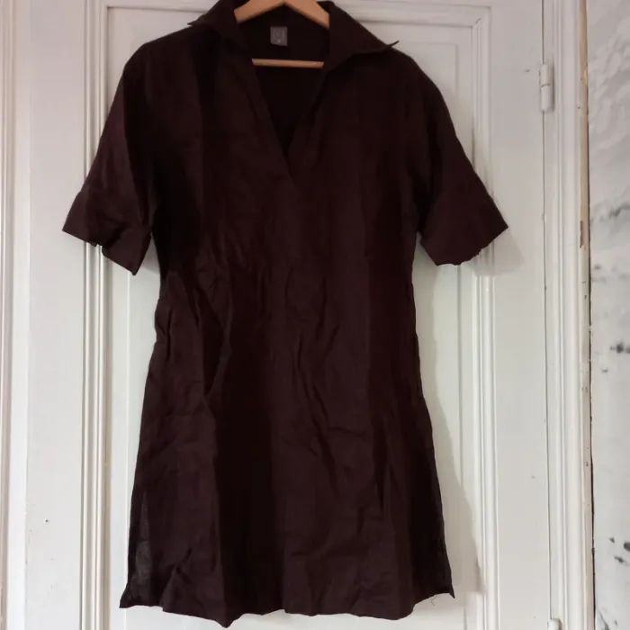Robe marron 100% lin