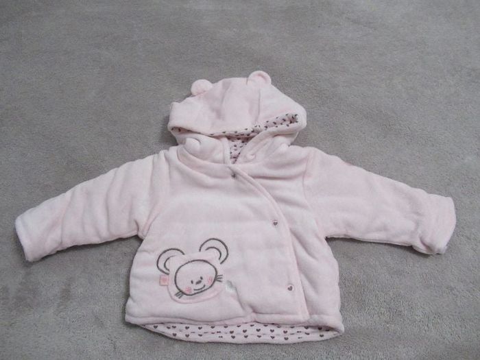 Veste en velours rose clair à capuche avec oreilles de chat coeur Taille 0 mois